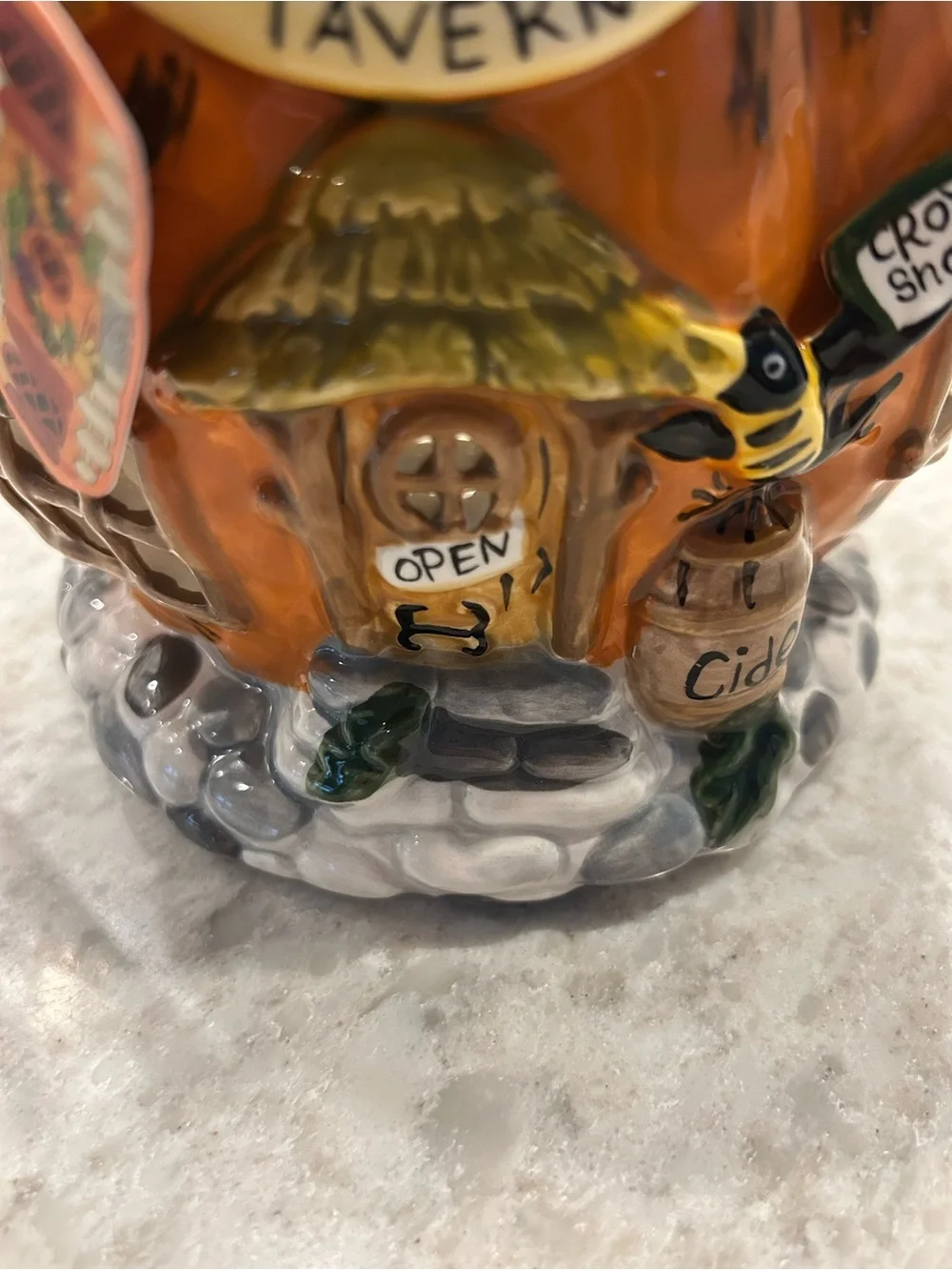 “New” Blue Sky Clayworks Spicy Pumpkin Tavern Halloween House-Tealight holder